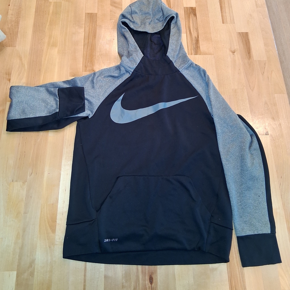 Nike Black and Gray Hoodie Kids Size Medium